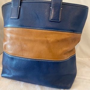 COACH Tote, Denim Blue/Tan
